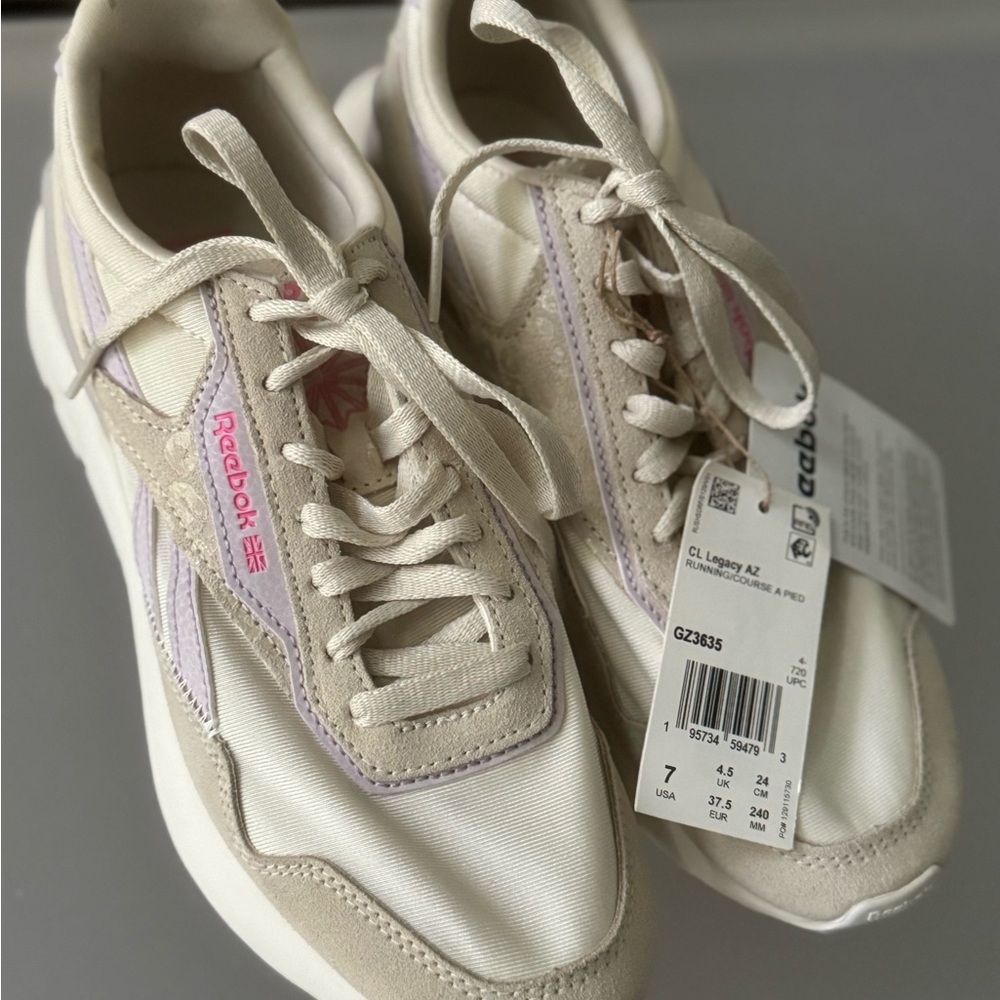 Reebok Cream and Pink Sneakers with Minimalist Design